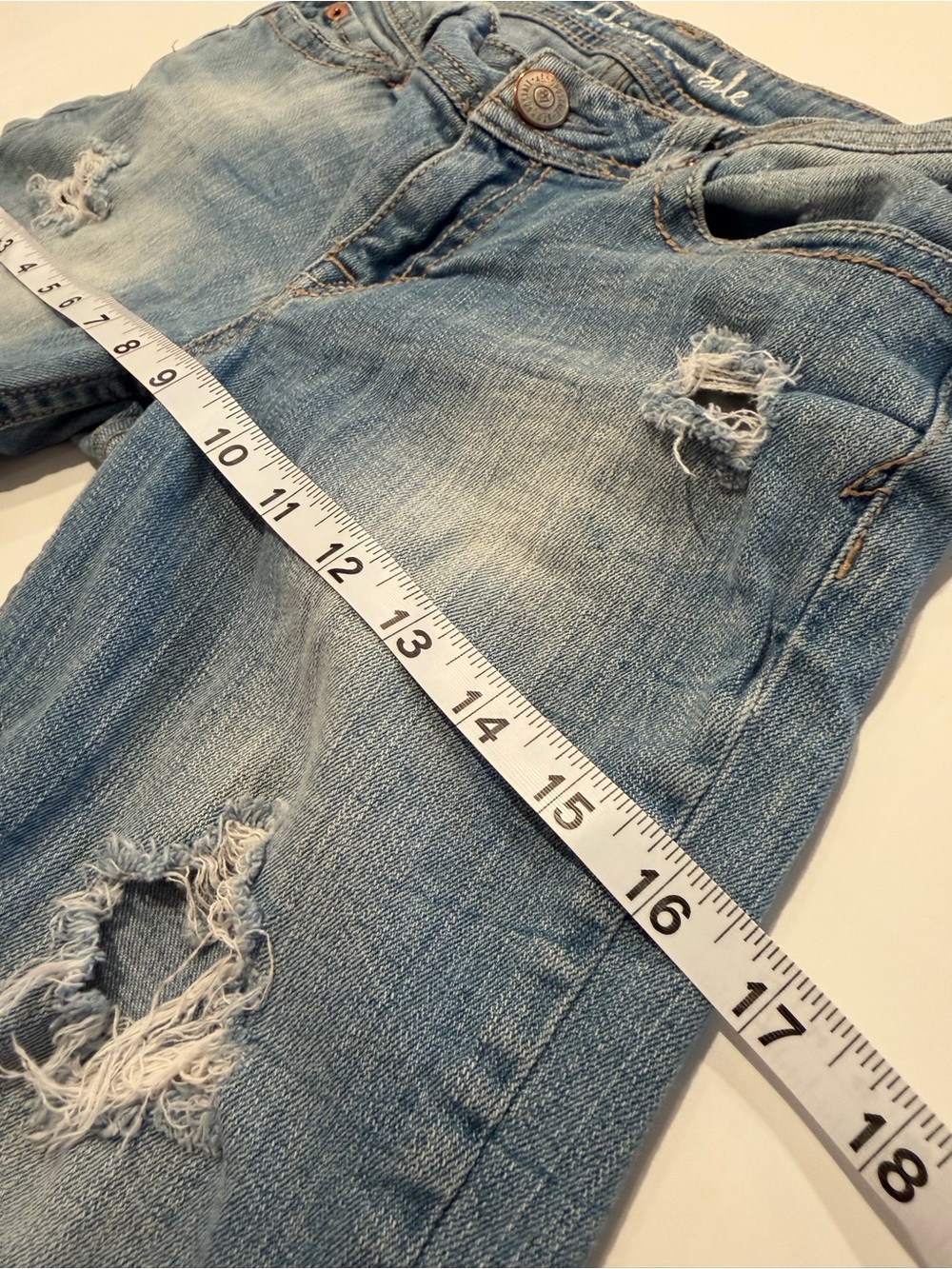Aeropostale Women's Light Blue Distressed Bootcut Jeans Size 0 light wash holes - Picture 8 of 10
